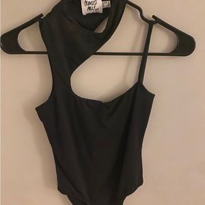 Asymmetrical Bodysuit in Black